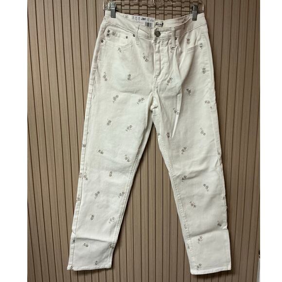 Seven7 90’s Women’s Straight Jeans Cream Embroidered Size 6 - Picture 1 of 5